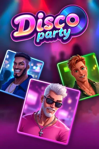 Τρεις άντρες σε ντισκοτέκ, με τίτλο "Disco Party